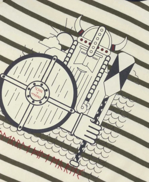 T-shirt Rayé Viking Garçon -Vetements Simples Magasin prod 8366 tee shirt ml fond grege raye kaki tisare 666x812 fc7ea0111e0b