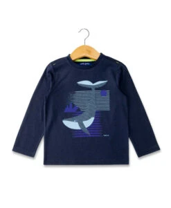 T-shirt Imprimé Bleu Marine Manches Longues Garçon