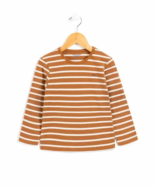 Marinière Garçon éco-conçue Camel /grège