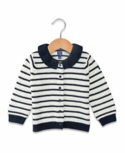 Gilet Rayé Col Claudine Bébé Fille -Vetements Simples Magasin prod 8403 cardigan tricot fond naturel raye indigo gemy 666x812 fc7ea0111e0b
