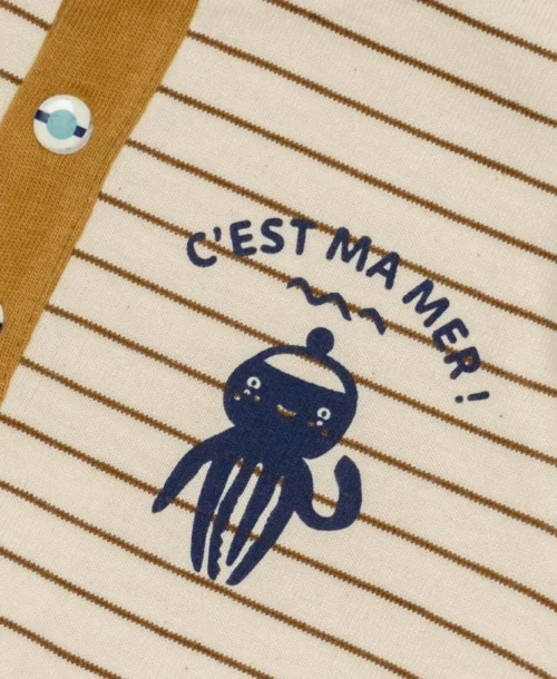 Marinière Bébé Grège/marron -Vetements Simples Magasin prod 8447 mariniere ml fond grege raye marron timmy 666x812 fc7ea0111e0b