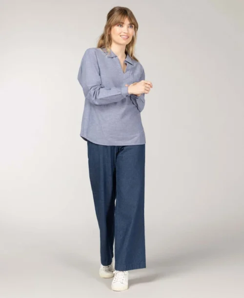 Blouse Bleu Marine Femme -Vetements Simples Magasin prod 8523 blouse ml indigo cotouest 666x812 fc7ea0111e0b