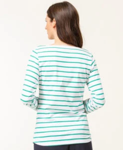 Marinière Manches Longues Femme Fond Blanc Rayé Vert -Vetements Simples Magasin prod 8536 mariniere ml fond naturel raye vert pacage 666x812 fc7ea0111e0b