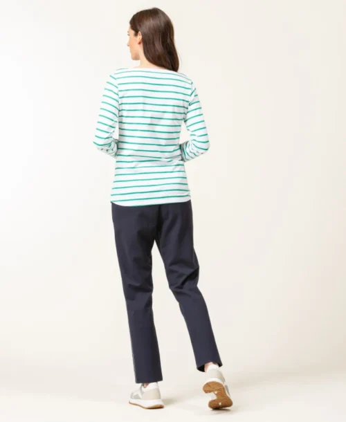 Marinière Manches Longues Femme Fond Blanc Rayé Vert -Vetements Simples Magasin prod 8539 mariniere ml fond naturel raye vert pacage 666x812 fc7ea0111e0b