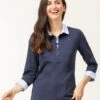Polo Manches 3/4 Bleu Marine Femme