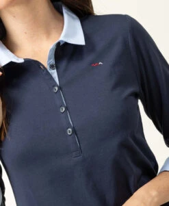 Polo Manches 3/4 Bleu Marine Femme -Vetements Simples Magasin prod 8555 polo m3 4 bleu indigo obole 666x812 fc7ea0111e0b