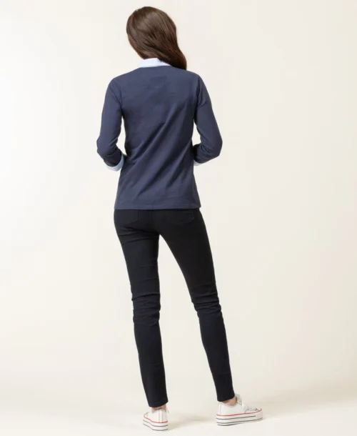 Polo Manches 3/4 Bleu Marine Femme -Vetements Simples Magasin prod 8557 polo m3 4 bleu indigo obole 666x812 fc7ea0111e0b