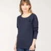 T-shirt Femme Manches Longues Bleu Marine