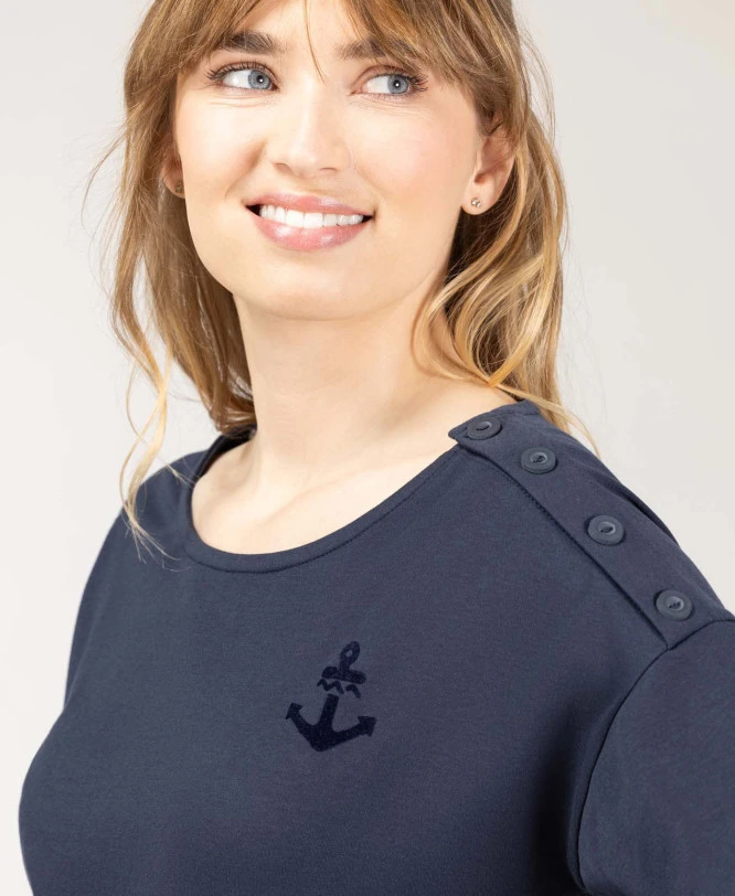 T-shirt Femme Manches Longues Bleu Marine 4 T-shirt Femme Manches Longues Bleu Marine – Image 2