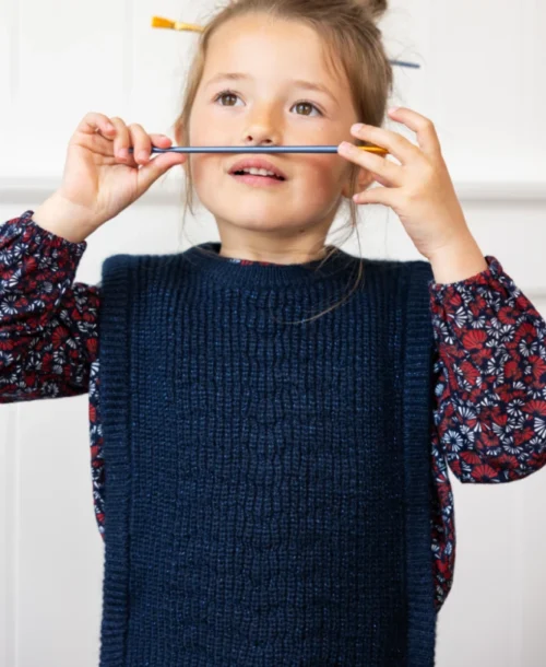 Pull Sans Manches Bleu Marine Fille