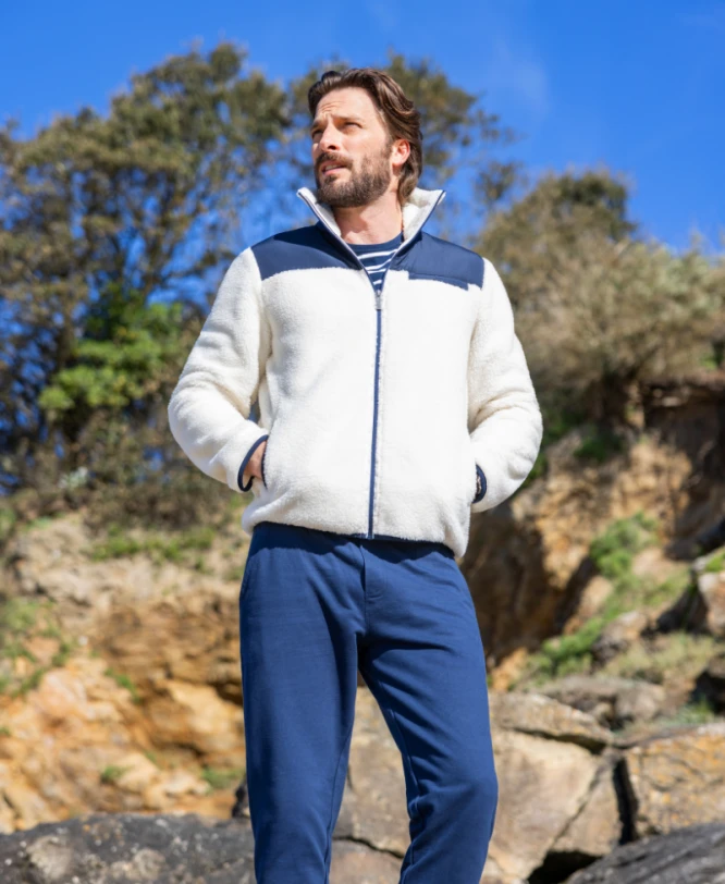 Veste Bi-matière Homme Sherpa Blanc Cassé 4 Veste Bi-matière Homme Sherpa Blanc Cassé – Image 2