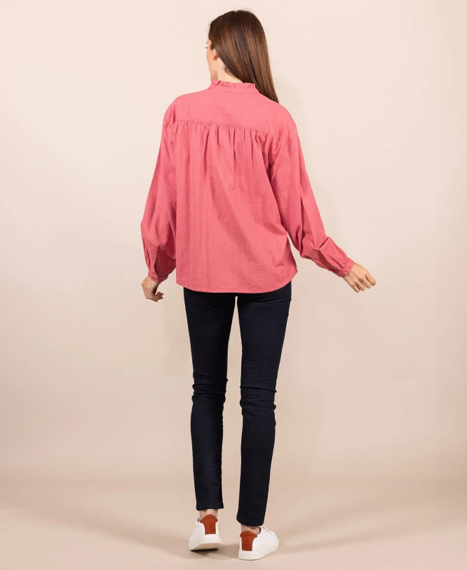 Chemise Rose Col Montant Femme 7 Chemise Rose Col Montant Femme – Image 5