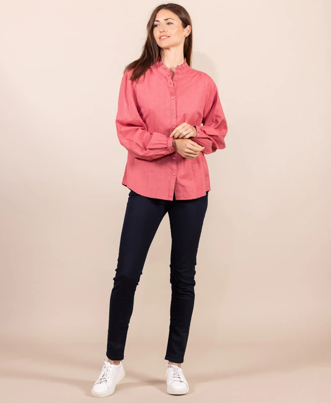 Chemise Rose Col Montant Femme 5 Chemise Rose Col Montant Femme – Image 3