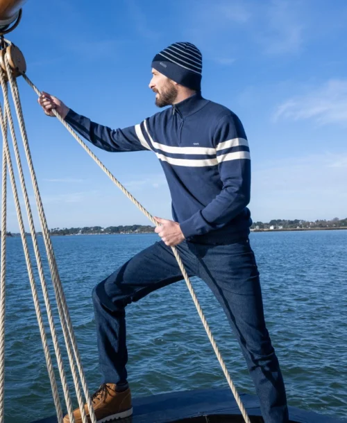 Pull Camioneur Bleu Marine Homme