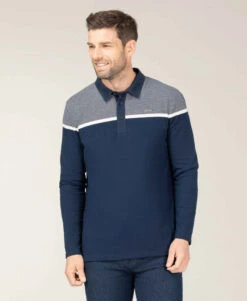 Polo Manches Longues Bleu Marine Homme