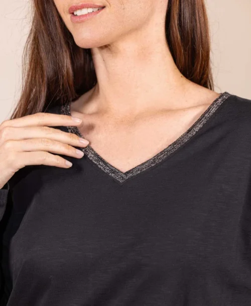 T-shirt Manches Longues Noir Femme 9 T-shirt Manches Longues Noir Femme -Vetements Simples Magasin prod 9060 tee shirt ml noir triol 666x812 fc7ea0111e0b