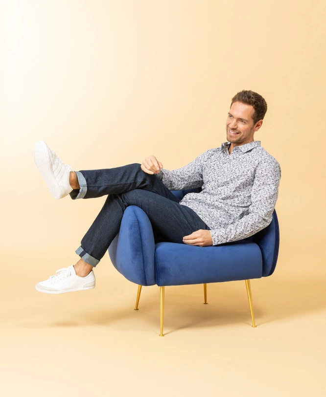 Chemise Blanche Homme Imprimé Gris 6 Chemise Blanche Homme Imprimé Gris – Image 4