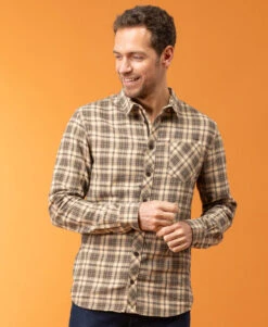 Chemise Marron à Carreaux Homme
