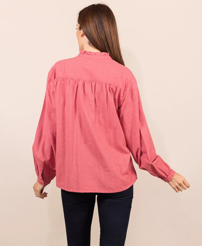 Chemise Rose Col Montant Femme 6 Chemise Rose Col Montant Femme – Image 4