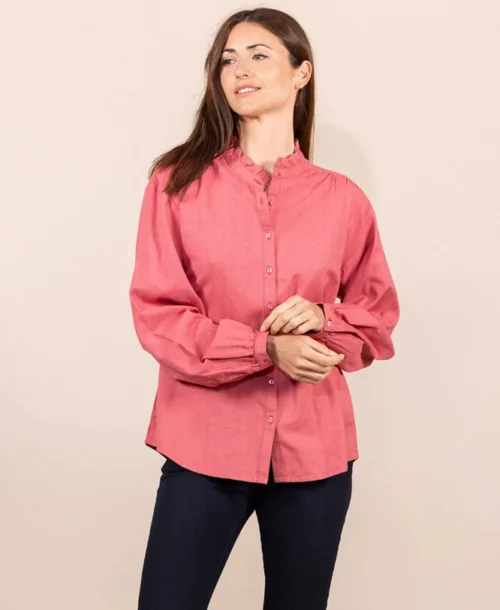 Chemise Rose Col Montant Femme