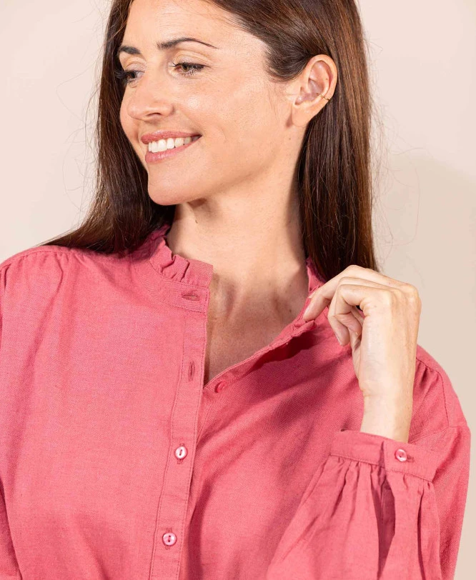 Chemise Rose Col Montant Femme 4 Chemise Rose Col Montant Femme – Image 2