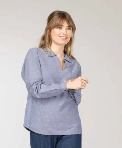 Blouse Bleu Marine Femme -Vetements Simples Magasin prod 9133 blouse ml indigo cotouest 666x812 fc7ea0111e0b