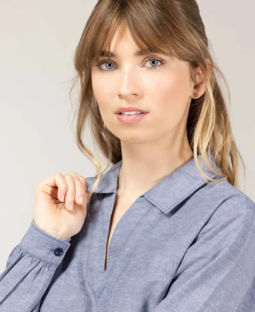 Blouse Bleu Marine Femme -Vetements Simples Magasin prod 9135 blouse ml indigo cotouest 666x812 fc7ea0111e0b