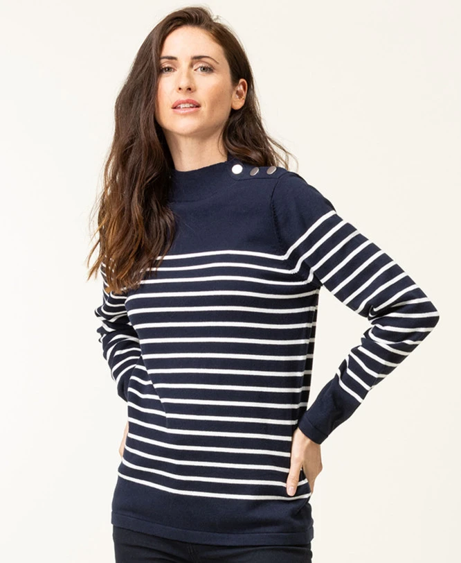Pull Rayé Femme Fond Bleu Marine Rayures Blanches 3 Pull Rayé Femme Fond Bleu Marine Rayures Blanches