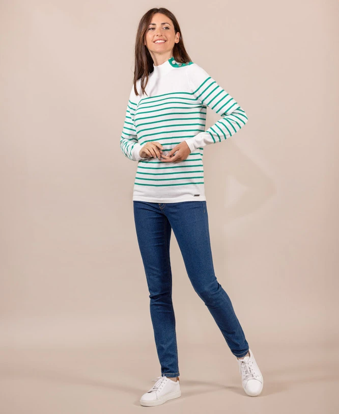 Pull Rayé Femme Fond Blanc Rayures Vertes 3 Pull Rayé Femme Fond Blanc Rayures Vertes