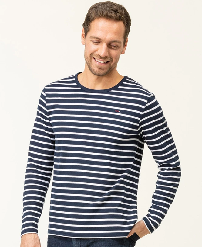 Marinière Homme Manches Longues Fond Bleu Marine Rayé Blanc 3 Marinière Homme Manches Longues Fond Bleu Marine Rayé Blanc