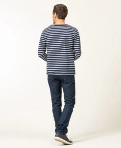 Marinière Homme Manches Longues Fond Bleu Marine Rayé Blanc 12 Marinière Homme Manches Longues Fond Bleu Marine Rayé Blanc -Vetements Simples Magasin prod 9266 mariniere ml fond indigo raye blanc ecohol 666x812 fc7ea0111e0b