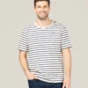Marinière Homme Manches Courtes Fond Grège Rayé Bleu Marine -Vetements Simples Magasin prod 9268 mariniere mc fond grege raye indigo ecohok 666x812 fc7ea0111e0b