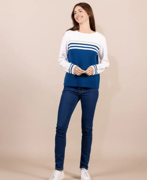 Pull Bleu Femme Made In France Kolette