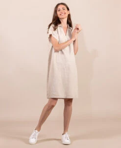 Robe Grège Femme En Lin