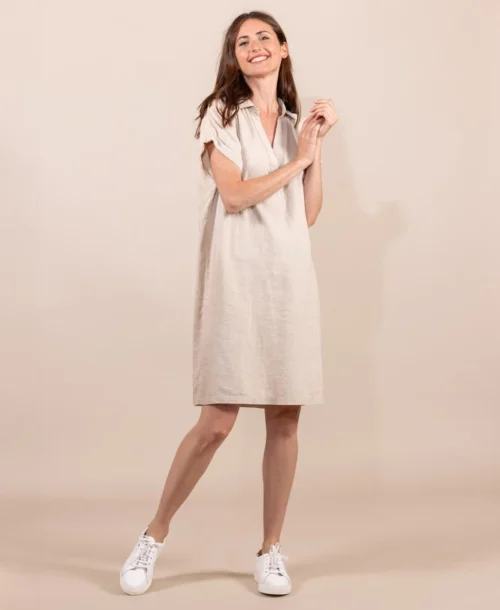 Robe Grège Femme En Lin