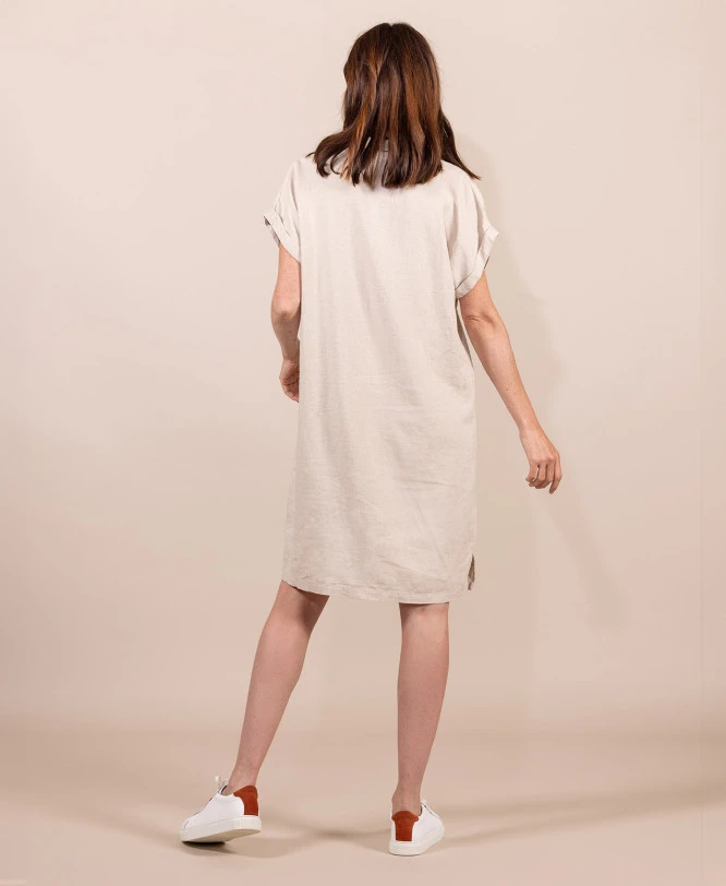 Robe Grège Femme En Lin 4 Robe Grège Femme En Lin – Image 2