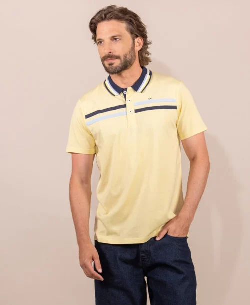Polo Jaune Rayures Poitrine Homme