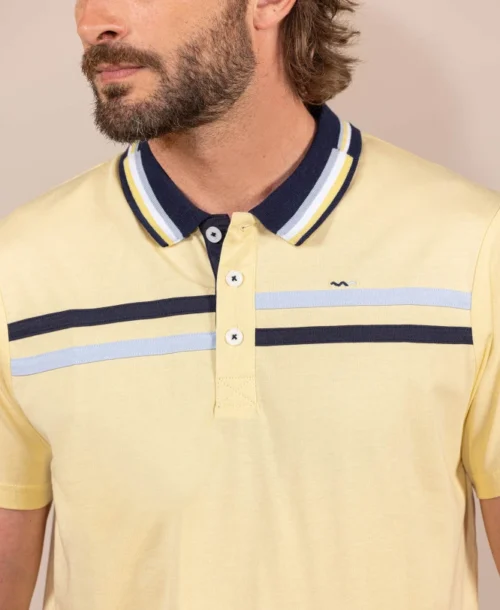 Polo Jaune Rayures Poitrine Homme -Vetements Simples Magasin prod 9352 polo mc jaune pastel oriol 666x812 fc7ea0111e0b