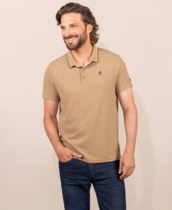 Polo Manches Courtes Beige Homme