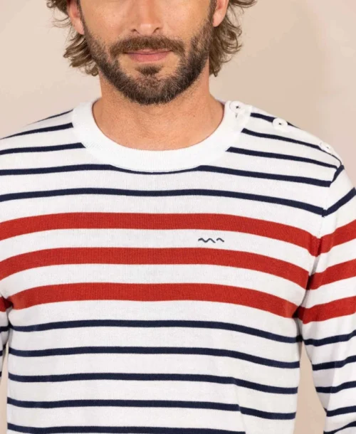 Pull Rayé Multicolore Homme -Vetements Simples Magasin prod 9369 pull fond grege raye multicolore kilian 666x812 fc7ea0111e0b