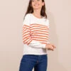 Pull Marin Femme Fond Grège Rayé Orange -Vetements Simples Magasin prod 9409 pull fond grege raye orange hicha2 666x812 fc7ea0111e0b