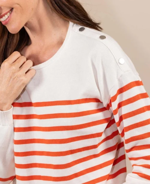 Pull Marin Femme Fond Grège Rayé Orange 7 Pull Marin Femme Fond Grège Rayé Orange -Vetements Simples Magasin prod 9411 pull fond grege raye orange hicha2 666x812 fc7ea0111e0b
