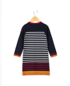 ROBE ML RAYE FOND INDIGO BORIANE -Vetements Simples Magasin prod 9541 robe ml raye fond indigo boriane 666x812 fc7ea0111e0b