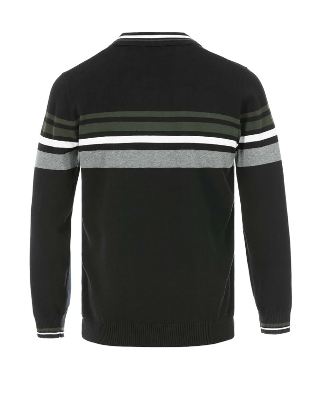 Pull Noir Homme Rayures Placées 4 Pull Noir Homme Rayures Placées – Image 2