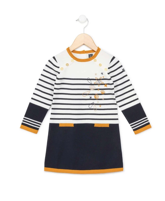 ROBE ML FOND NATUREL RAYE MARINE CABILLE 4 ROBE ML FOND NATUREL RAYE MARINE CABILLE – Image 2