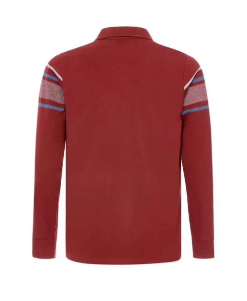 Polo Grenat Manches Longues Homme à Rayures Placées Colorées -Vetements Simples Magasin prod 9578 polo ml grenat duponi 666x812 fc7ea0111e0b