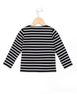 Marinière Authentique Fille Fond Marine Rayé Blanc -Vetements Simples Magasin prod 9628 tee shirt ml fond marine raye blanc opt uceane 666x812 fc7ea0111e0b