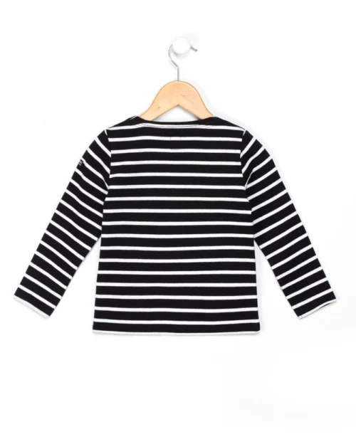 Marinière Authentique Fille Fond Marine Rayé Blanc -Vetements Simples Magasin prod 9628 tee shirt ml fond marine raye blanc opt uceane 666x812 fc7ea0111e0b