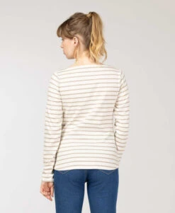 Marinière Femme Fond Grège Rayé Beige -Vetements Simples Magasin prod 9665 mariniere ml fond grege raye sable pacage 666x812 fc7ea0111e0b