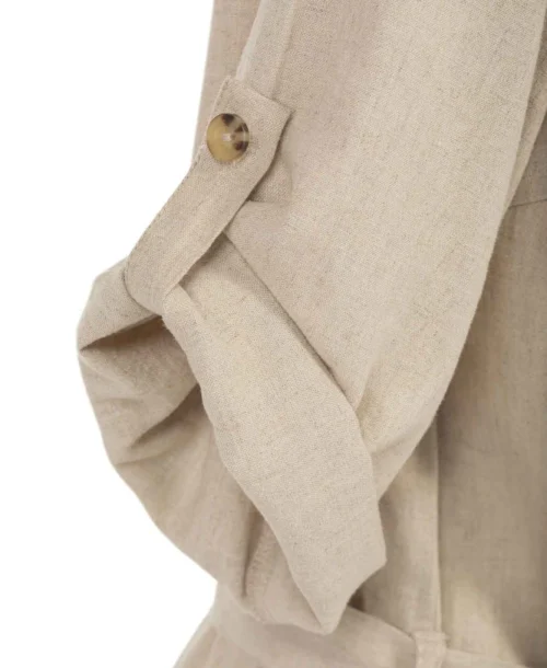 Robe En Lin Grège Manches 3/4 Femme -Vetements Simples Magasin prod 9701 robe ml grege pitro 666x812 fc7ea0111e0b